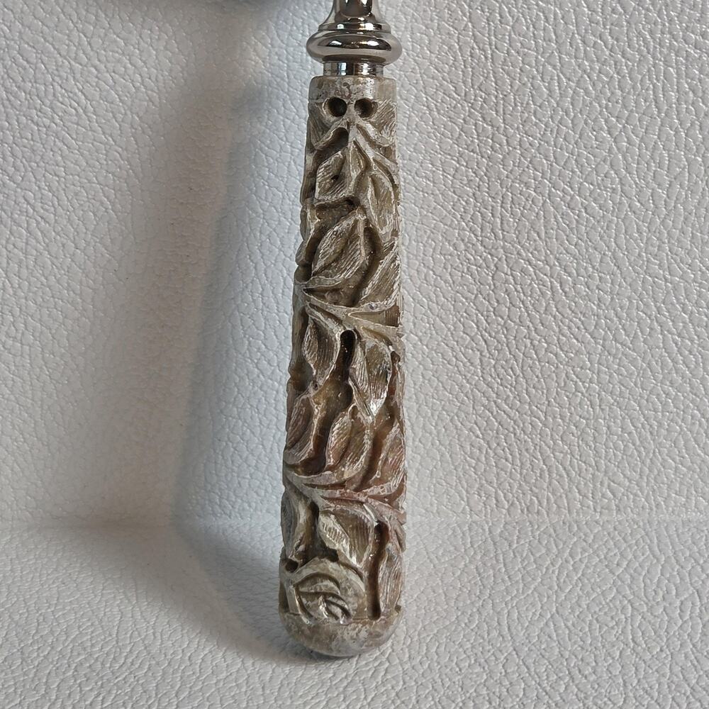 Carved Stone Leaf Handle Magnifying Glass Decorative Desk Reader Tool Office - Picture 5 of 8